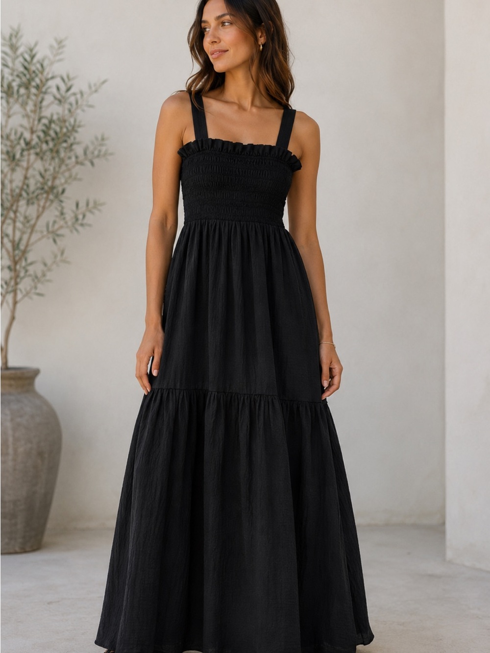NWT Holzweiler Bjerkelia Smocked Tiered Maxi Dress